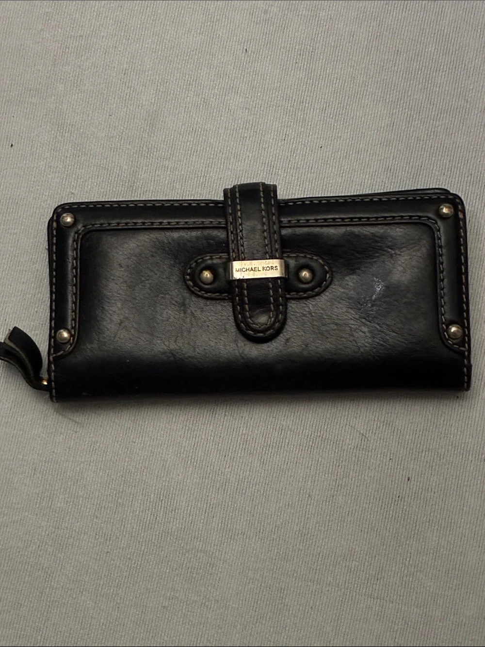 Michael Kors Black Leather Wallet with Gold Hardware
